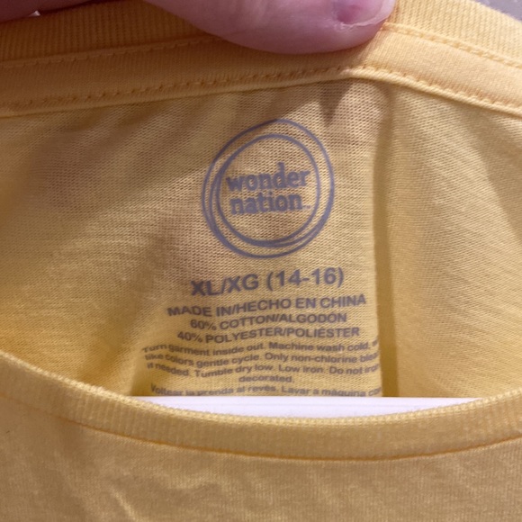 New Girls X-Large XL T-Shirt Tee Top Shirt Yellow “Good Vibes” Rainbow - Picture 4 of 9